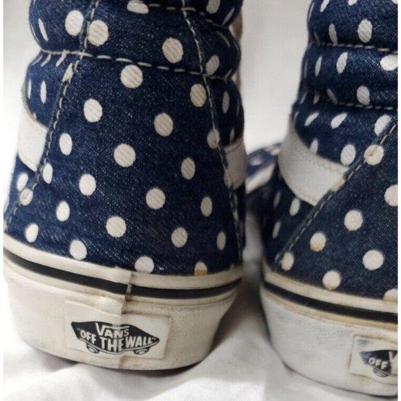 Vans SK8 Hi Top Blue & White Polka Dots Men 6.5 Women 8 Skate Shoes Sneakers - Picture 8 of 12